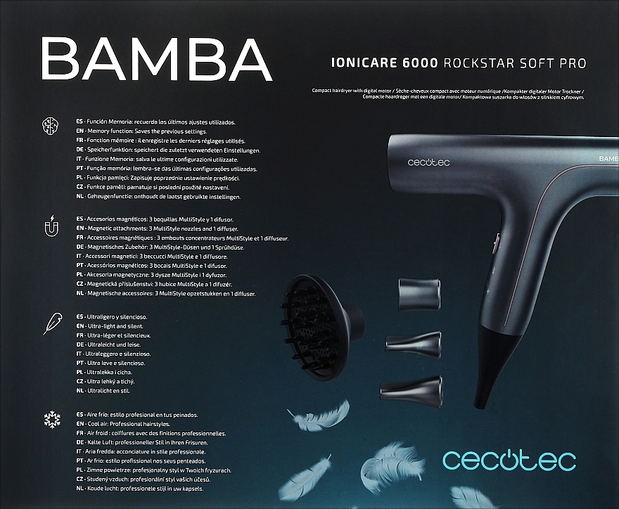 Suszarka do włosów - Cecotec Bamba IoniCare 6000 RockStar Soft Pro — Zdjęcie N2