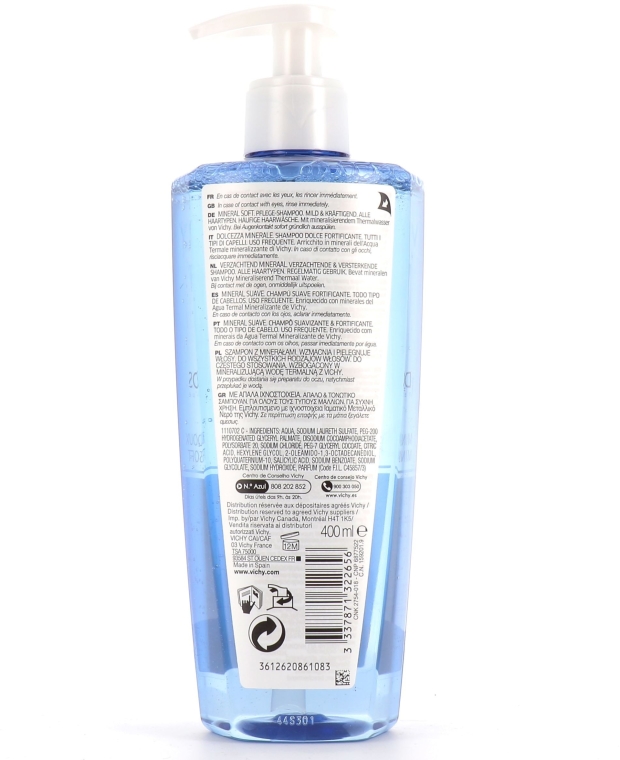 Delikatny mineralny szampon wzmacniający do włosów - Vichy Dercos Mineral Soft Shampoo — Zdjęcie N2