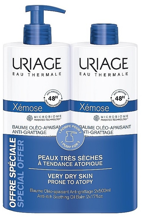 Zestaw - Uriage Xemose Anti-Itch Soothing Oil Balm (b/balm/2x500ml) — Zdjęcie N1