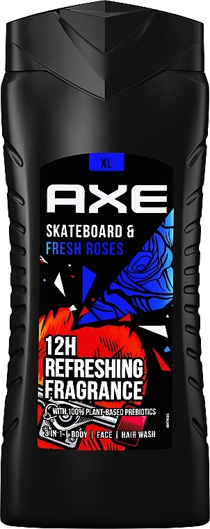 Żel pod prysznic 3 w 1 dla mężczyzn - Axe Skateboard & Fresh Roses 3 In 1 Body Wash — Zdjęcie N1