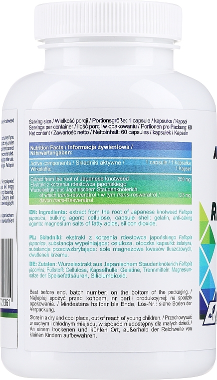 Suplement diety Resweratrol - Allnutrition Adapto Resveratrol — Zdjęcie N2