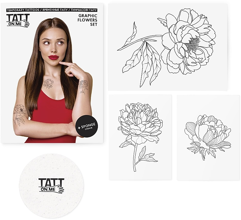 Tatuaż tymczasowy Zwierzęta - TATTon.me Graphic Flowers Set — Zdjęcie N1
