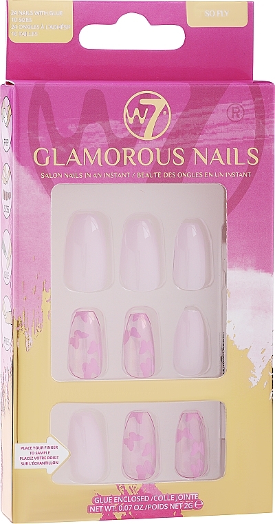PRZECENA! Zestaw sztucznych paznokci - W7 Cosmetics Glamorous Nails * — Zdjęcie N1