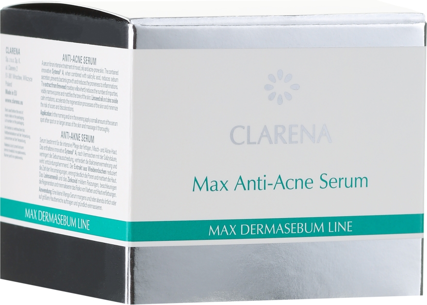 Przeciwtrądzikowe serum do twarzy - Clarena Bio Max Dermasebum Line — Zdjęcie N1