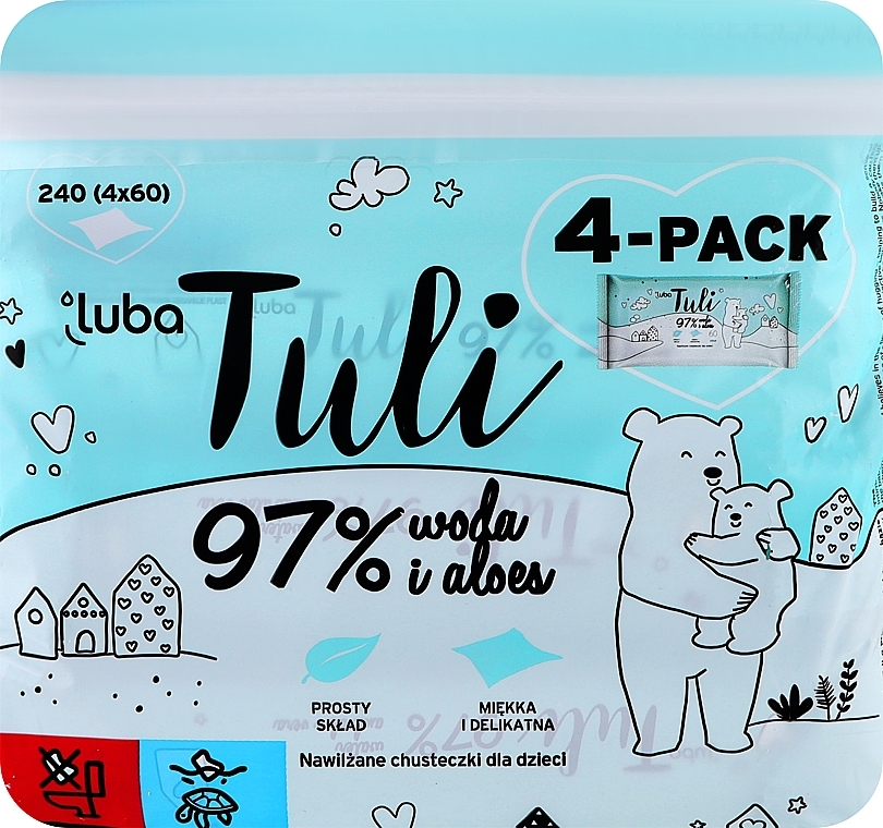 Chusteczki nawilżane dla dzieci zawierające 97% wody i aloesu - Luba Tuli  — Zdjęcie N1