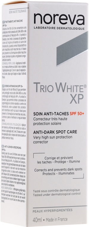 Ochronny krem przeciw przebarwieniom do twarzy na dzień SPF 50+ - Noreva Laboratoires Trio White XP Anti-Dark Spot Care Day Cream — Zdjęcie N1