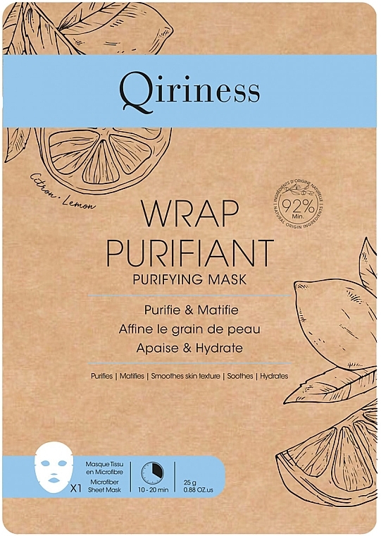 Oczyszczająca maska ​​w płachcie do twarzy - Qiriness Wrap Purifiant Purifying Mask — Zdjęcie N1