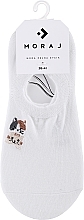 Kup Krótkie skarpetki damskie z haftem w kształcie kota, białe - Moraj
