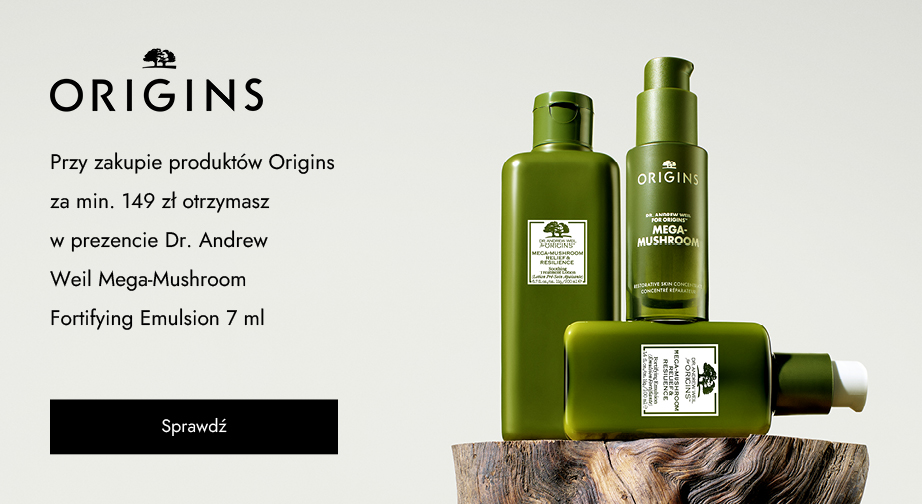 Przy zakupie produktów Origins za min. 149 zł otrzymasz w prezencie Dr. Andrew Weil Mega-Mushroom Fortifying Emulsion 7 ml.