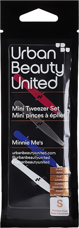 Zestaw mini pęset do brwi, różowa + srebrna + niebieska + biała - UBU Minnie Me's 5077 — Zdjęcie N1