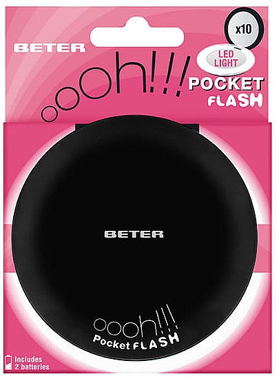 Podwójne podświetlane lusterko x10 LED, czarne - Beter Ohh! Pocket Flash Two Ways Mirror With Led Light x10 — Zdjęcie N1