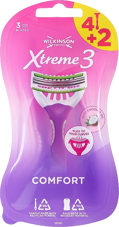 Maszynki do golenia, 4 + 2 szt. - Wilkinson Sword Xtreme 3 Beauty — Zdjęcie N1
