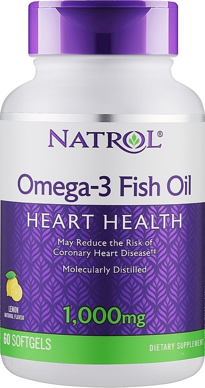 Olej rybny z kwasem Omega-3 w żelowych kapsułkach - Natrol Omega-3 Fish Oil — Zdjęcie N1