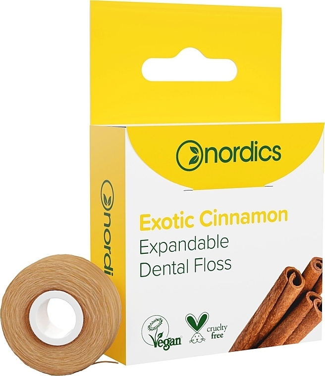 Nić dentystyczna 30 m, smak cynamonowy - Nordics Expandable Dental Floss Exotic Cinnamon — Zdjęcie N1
