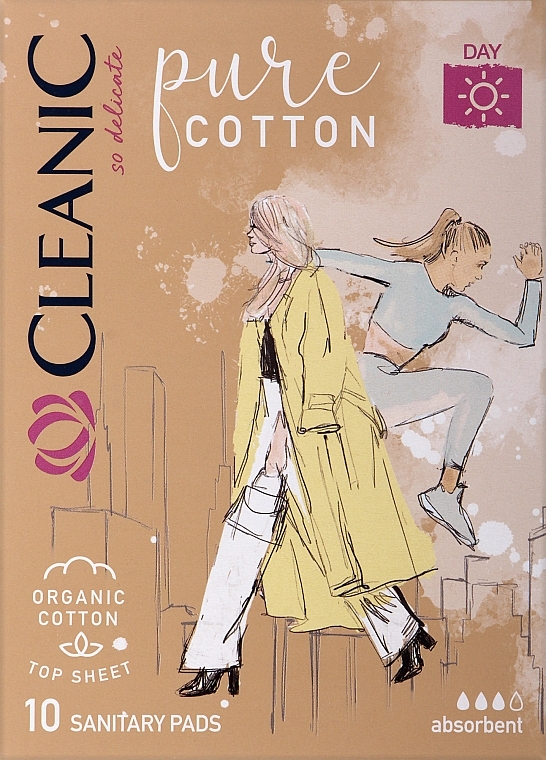Podpaski Czysta bawełna, 10 szt. - Cleanic Naturals Pure Cotton Day Sanitary Pads — Zdjęcie N1