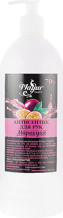 Środek do dezynfekcji rąk z dozownikiem - Mayur Hand Sanitizer Isopropyl Alkohol 70% — Zdjęcie N2