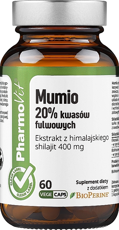 Suplement diety Mumiye 20% 60 szt. - Pharmovit Clean Label — Zdjęcie N1