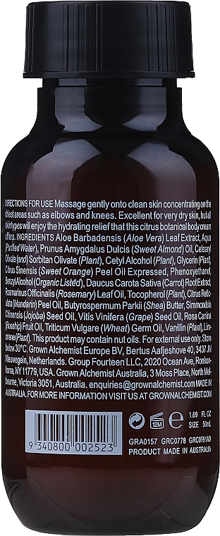 PREZENT! Krem do ciała Mandarynka i rozmaryn - Grown Alchemist Body Cream Mandarin & Rosemary Leaf — Zdjęcie N2