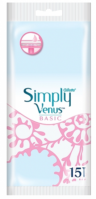 Jednorazowe maszynki do golenia, 15 sztuk - Gillette Simply Venus 3 Basic — Zdjęcie N1