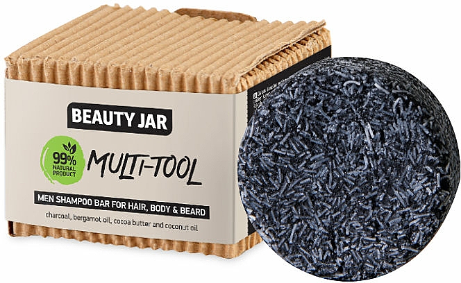 Szampon w kostce dla mężczyzn do włosów, ciała i brody - Beauty Jar Multi-Tool Men Shampoo Bar For Hair, Body & Beard — Zdjęcie N1