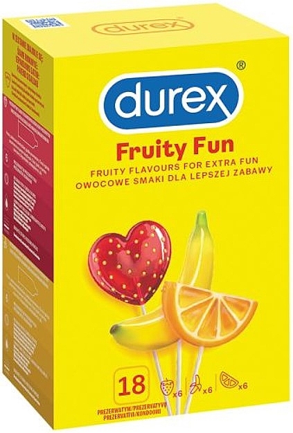 Prezerwatywy, 18 szt. - Durex Fruity Fun — Zdjęcie N1