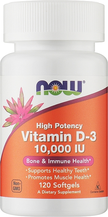Suplement diety Witamina D-3 - Now Foods Vitamin D-3 10000 IU Structural Support — Zdjęcie N1