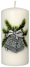 Kup Świeca dekoracyjna Srebrno-turkusowy świąteczny dzwonek, 7 x 14 cm - Artman Christmas Bell Candle 