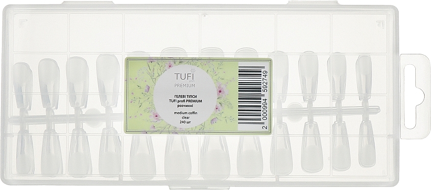Żelowe tipsy medium, transparentne - Tufi Profi Premium — Zdjęcie N1