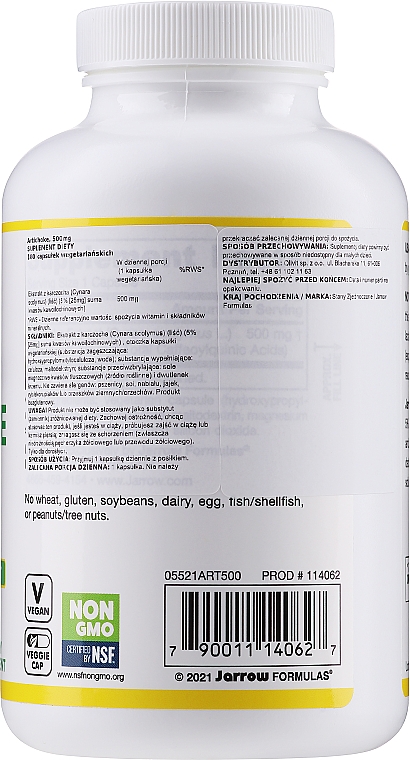 Suplement diety Karczoch w tabletkach - Jarrow Formulas Artichoke 500mg — Zdjęcie N2