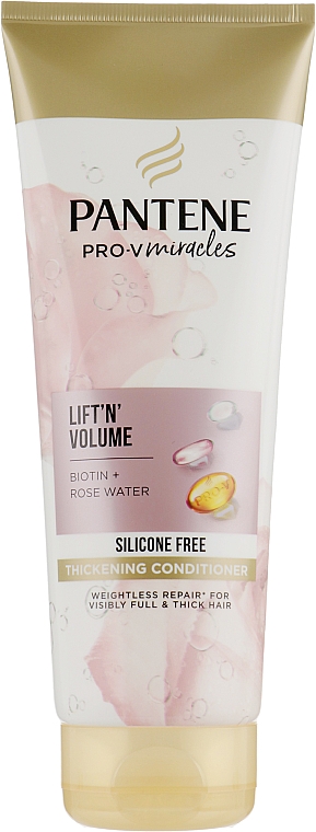 Odżywka do włosów bez silikonów z biotyną i wodą różaną - Pantene Pro-V Miracles Lift'n Volume