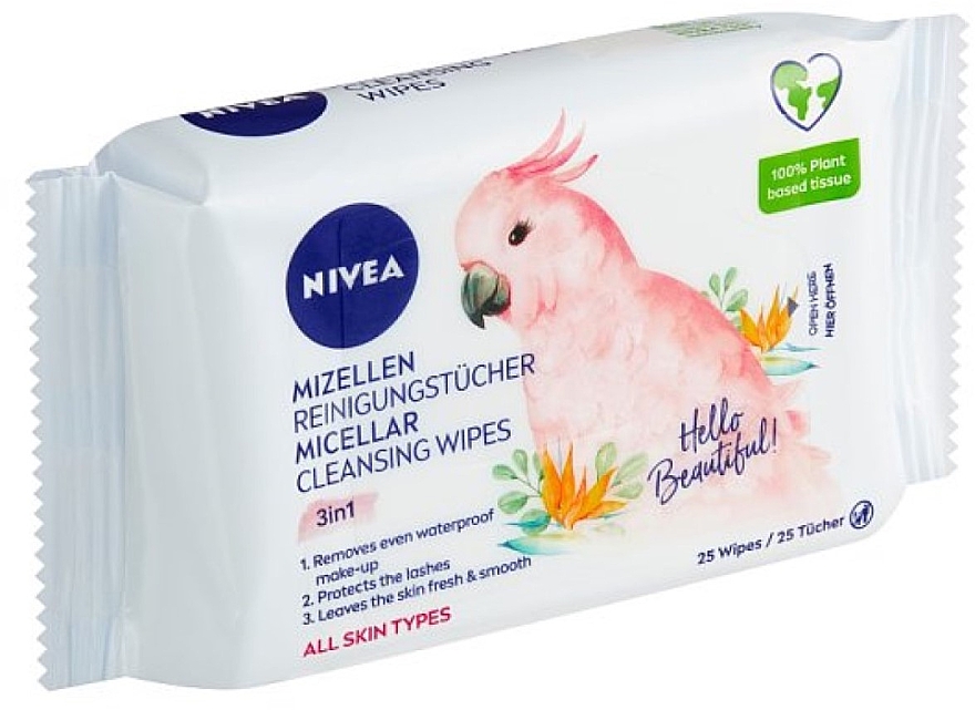 Biodegradowalne chusteczki micelarne do demakijażu - NIVEA Biodegradable Micellar Cleansing Wipes 3 In 1 Hello Beautiful — Zdjęcie N1