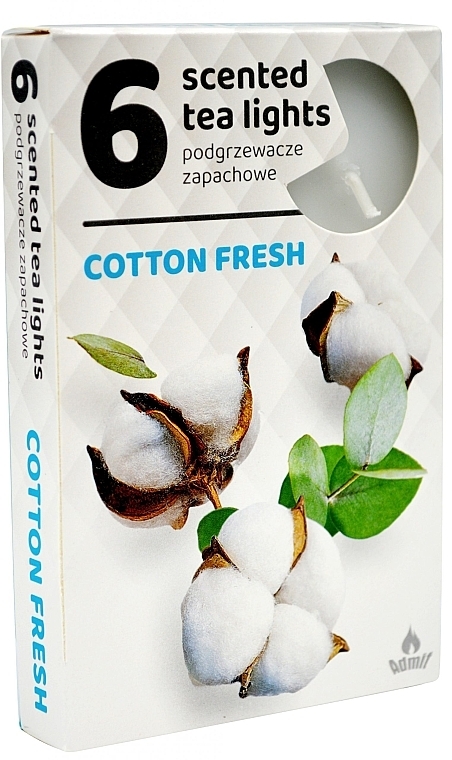 Podgrzewacze zapachowe tealight Świeża bawełna, 6 szt. - Admit Scented Tea Light Fresh Cotton — Zdjęcie N1