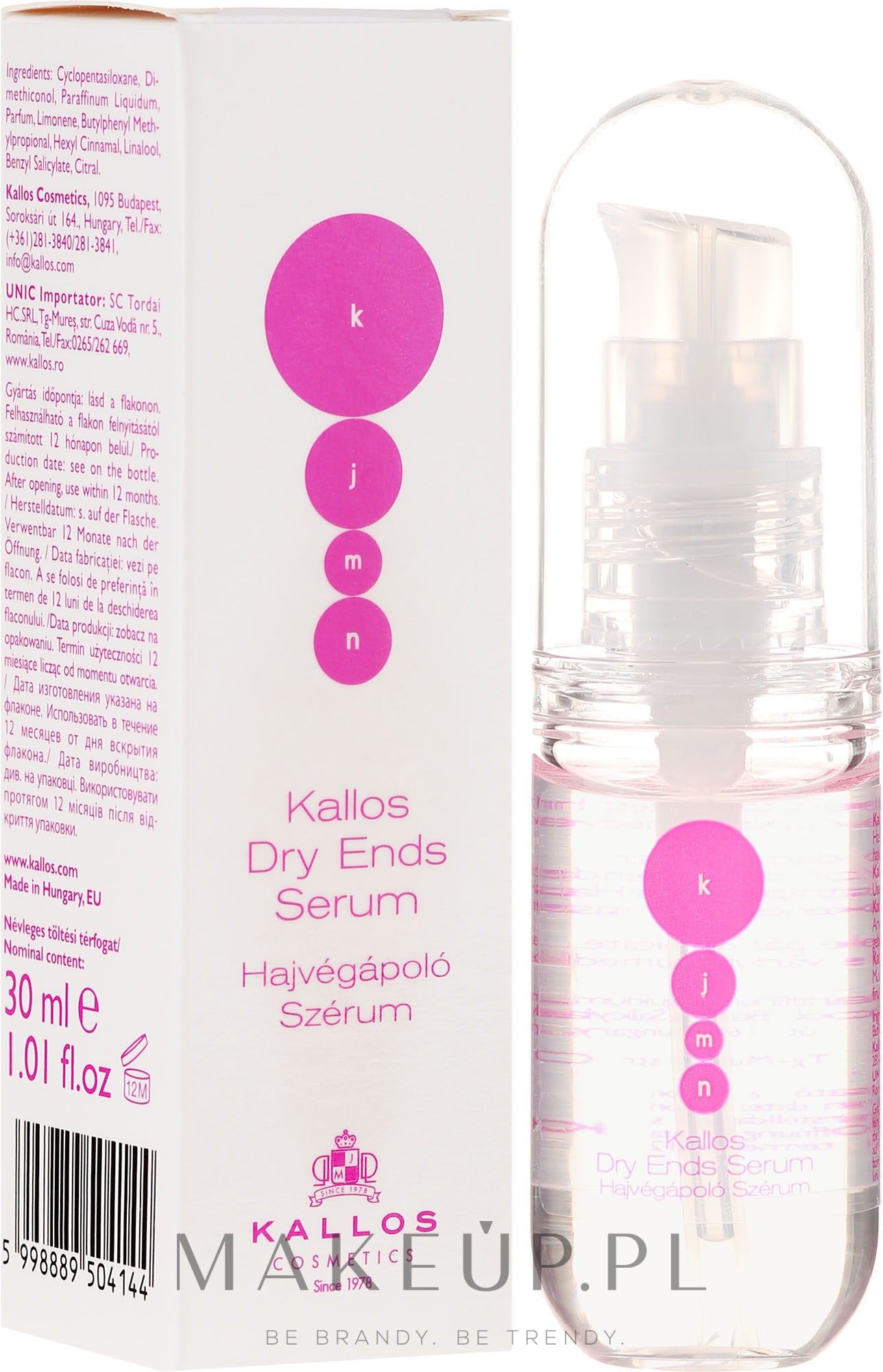 Serum na suche końcówki włosów - Kallos Cosmetics Dry Ends Serum — Zdjęcie 30 ml