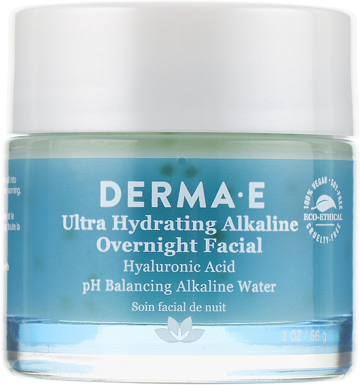 Ultranawilżający alkaliczny maska na twarz na noc z kwasem hialuronowym - Derma E Ultra Hydrating Alkaline Overnight Facial — Zdjęcie N1