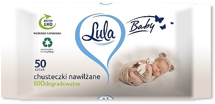 Biodegradowalne chusteczki dla niemowląt, 50 sztuk - LULA Baby Wipes Biodegradable — Zdjęcie N1