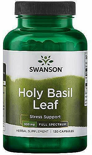 Suplement diety Holy Basil Leaves, 800 mg, 120 kapsułek - Swanson Full Spectrum Tulsi Holy Basil Leaf — Zdjęcie N1