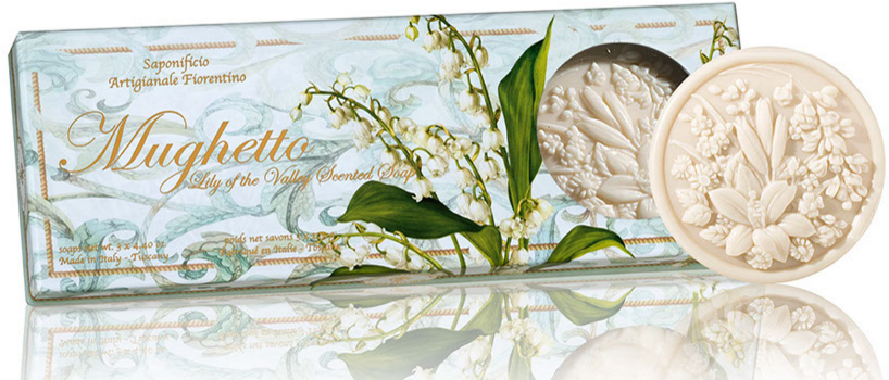 Zestaw naturalnych mydeł w kostce Konwalia - Saponificio Artigianale Fiorentino Lily of The Valley Scented Soap (3 x soap 125 g) — Zdjęcie N1