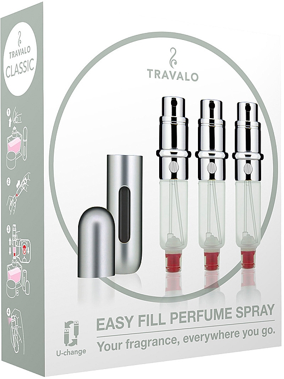 Zestaw atomizerów na perfumy - Travalo Classic HD Silver Set (atomiser/3x5ml + case) — Zdjęcie N3