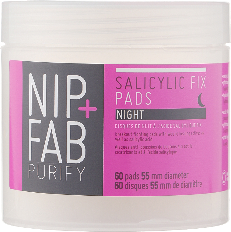 Płatki oczyszczające do twarzy na noc z kwasem salicylowym - NIP+FAB Salicylic Teen Skin Fix Acid Night Pads — Zdjęcie N1