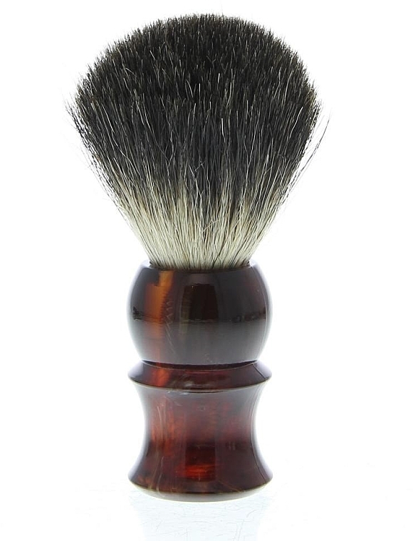 Pędzel do golenia z włosiem borsuka, plastikowy, czarno-brązowy - Golddachs Pure Badger Plastic Tortie Havanna — Zdjęcie N1