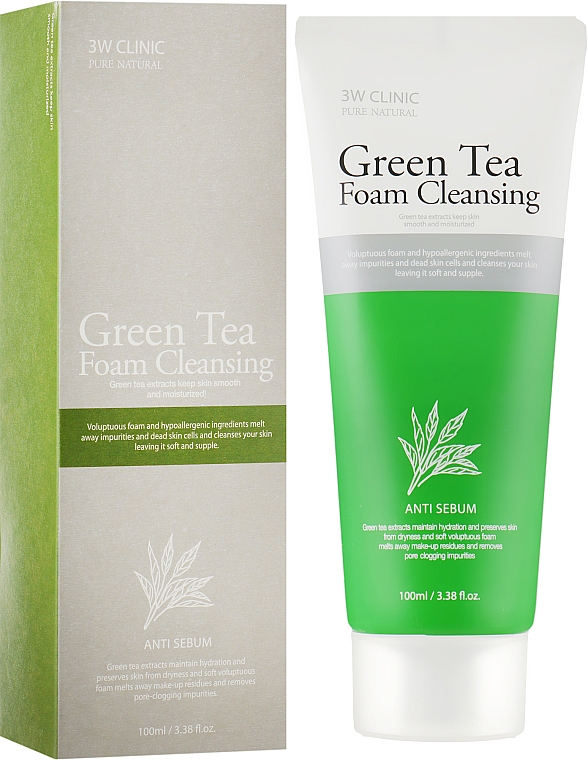 Pianka do mycia twarzy z zieloną herbatą - 3W Clinic Green Tea Foam Cleansing — Zdjęcie N1
