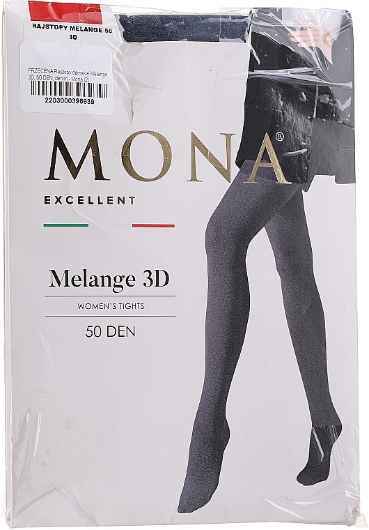 PRZECENA! Rajstopy damskie Melange 3D, 50 DEN, denim - Mona * — Zdjęcie N5