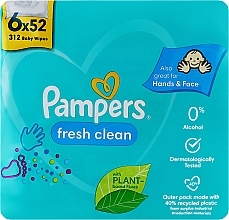 Nawilżane chusteczki dla dzieci Fresh Clean, 6x52 szt. - Pampers — Zdjęcie N1