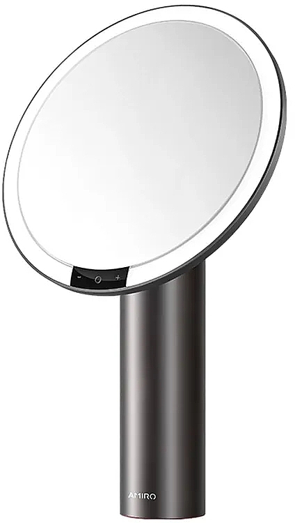Lusterko kosmetyczne z podświetleniem, czarne - Amiro LED Mirror Black — Zdjęcie N1