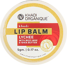 Naturalny ajurwedyjski balsam do ust Liczi z woskiem pszczelim i miodem - Khadi Organique Lychee Lip Balm — Zdjęcie N1