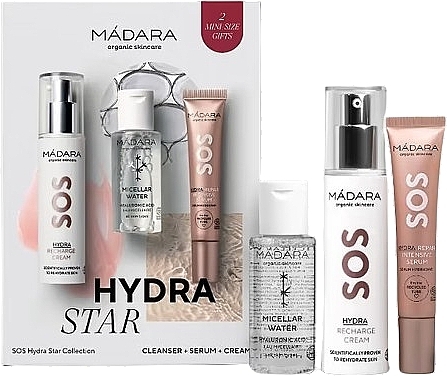Zestaw - Madara Cosmetics SOS Hydra Star Collection (f/cr/50ml + ser/15ml + micell/water/50ml) — Zdjęcie N1