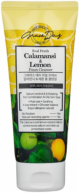 Pianka do mycia twarzy z ekstraktem z kalamondin i cytryny - Grace Day Real Fresh Calamansi Lemon Foam Cleanser — Zdjęcie N1
