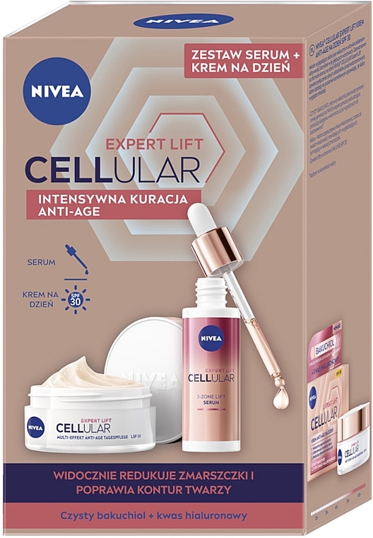 Krem na dzień i serum - NIVEA Duopack CELLULAR EXPERT LIFT (f/cr/50ml + f/ser/30ml) — Zdjęcie N1