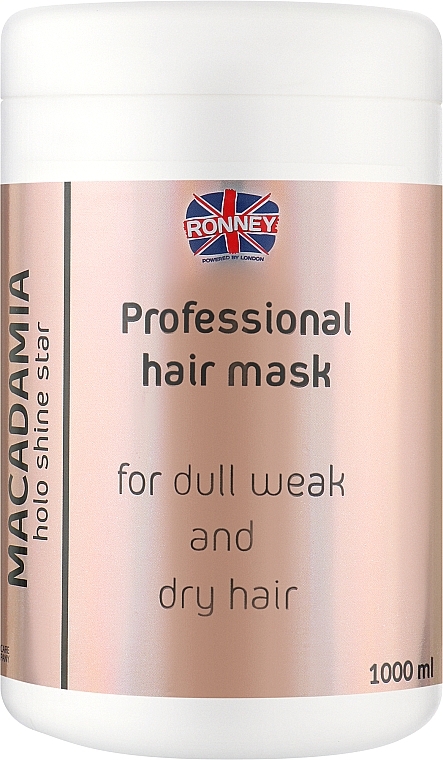 Maska do włosów z olejkiem makadamia - Ronney Professional Holo Shine Star Macadamia Mask — Zdjęcie N1