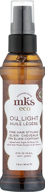 Lekki olejek wygładzający do włosów cienkich i delikatnych - MKS Eco Oil Light Fine Hair Styling Elixir Original Scent — Zdjęcie N1